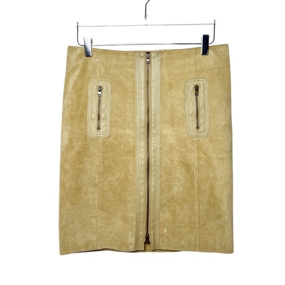 Vintage BEBE Y2K 90s 100%Suede Leather Zip Front Womens’s Pencil Skirt Sz 6 - Picture 1 of 10